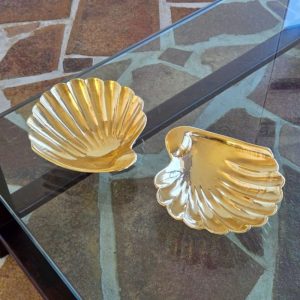 Pair of Vintage Italian Brass Shell Bowls