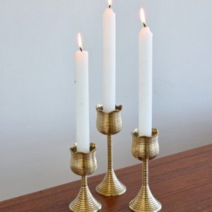 Brass Trio Tulip Candlesticks